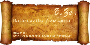 Balázsovits Zsuzsanna névjegykártya